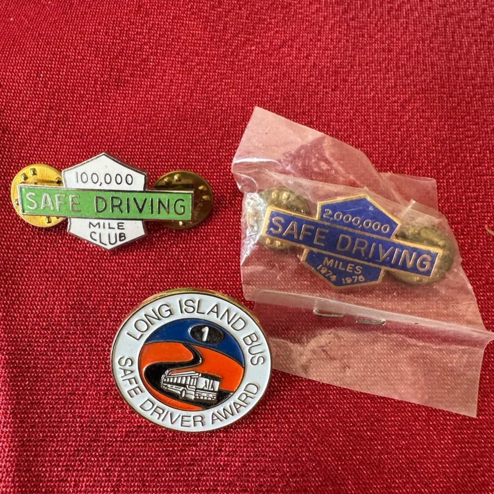 Vintage Safe Driver Award Hat Lapel Pins 1970s Lot Of 3